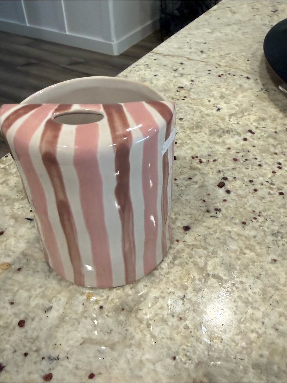 Mellow & Mod Striped Pink Ceramic coffee mug